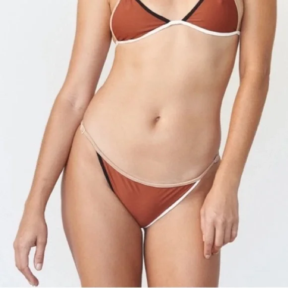 ACACIA - Free People Clove Piped Oxford Bikini Bottom - L - Picture 5 of 16